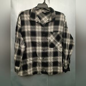 Divided Black and White Plaid Button Down Shirt